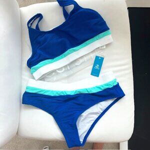 Blue Colorblock bikini - L